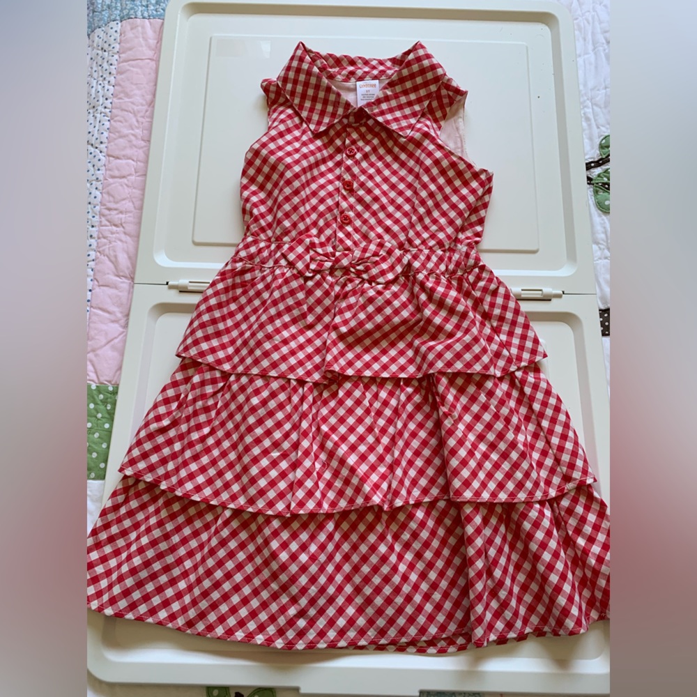 Gymboree Girls Gingham Tiered Dress 5T